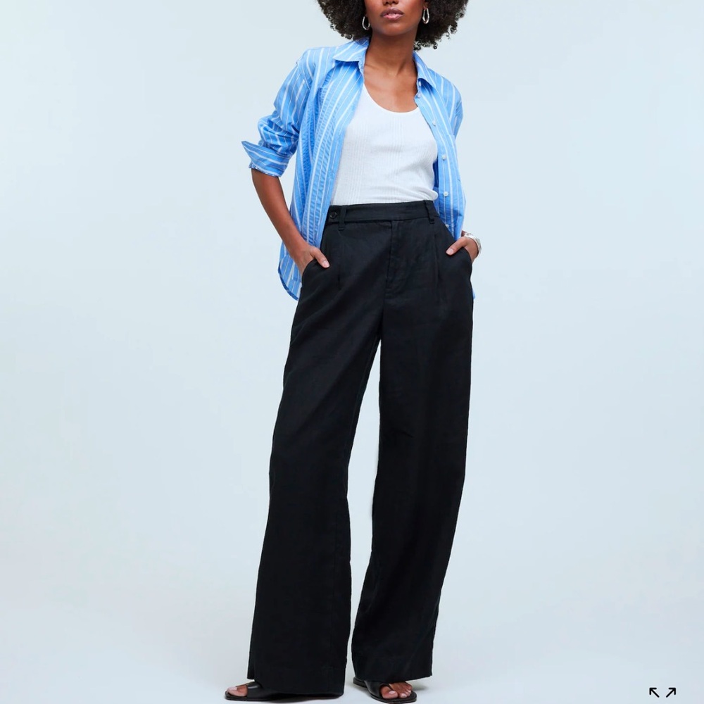 Madewell Petite Harlow Wide-Leg Pant in 100% Linen